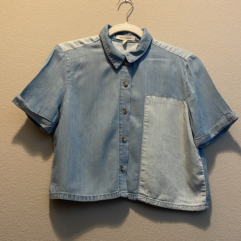 Crop button down shirt